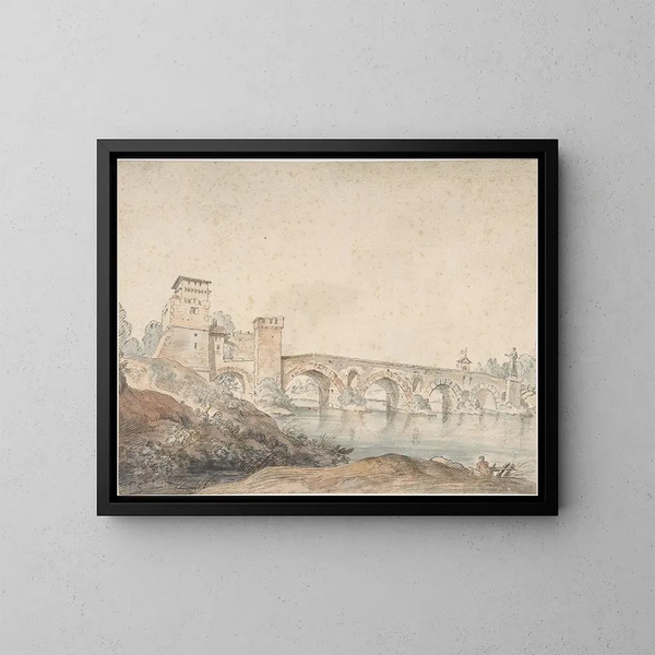 Pont Molle, Rome - Claude-Joseph Vernet — ingelijst kunstwerk aan de muur