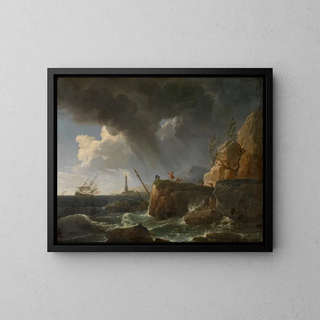 Zeilschilderij - Claude-Joseph Vernet — ingelijst kunstwerk aan de muur