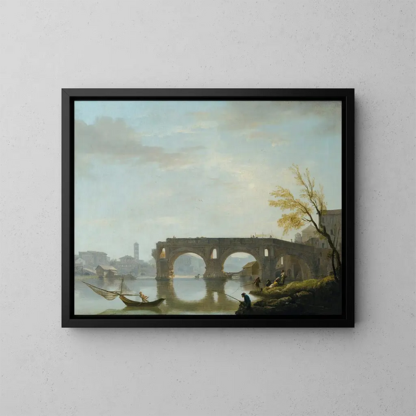van het uitzicht op Ponte Rotto in Rome - Claude-Joseph Vernet — ingelijst kunstwerk aan de muur