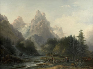 ClaudeLouis Chtelet - Vue du Wellhorn et du Wetterhorn prise de Rosenlaui vers Meiringen dans lOberland bernois.webp