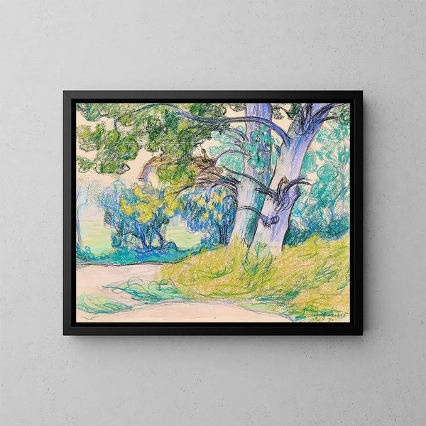 Het pad in een bosje - Claude-Émile Schuffenecker — ingelijst kunstwerk aan de muur