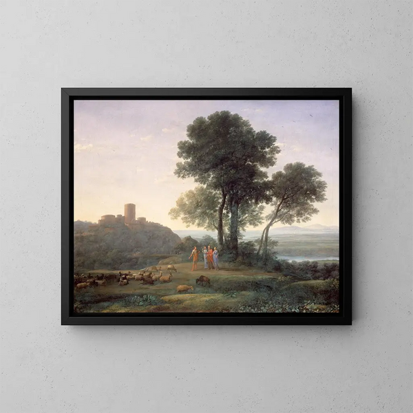 Jacob met Laban en zijn dochters - Claude Lorrain — ingelijst kunstwerk aan de muur