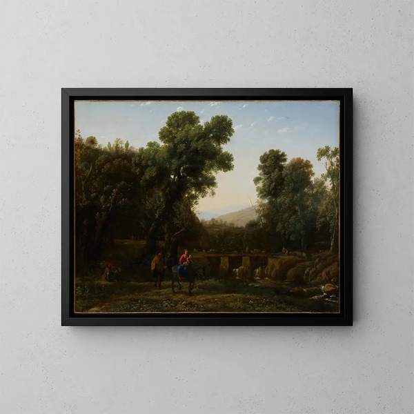 De vlucht naar Egypte - Claude Lorrain — ingelijst kunstwerk aan de muur