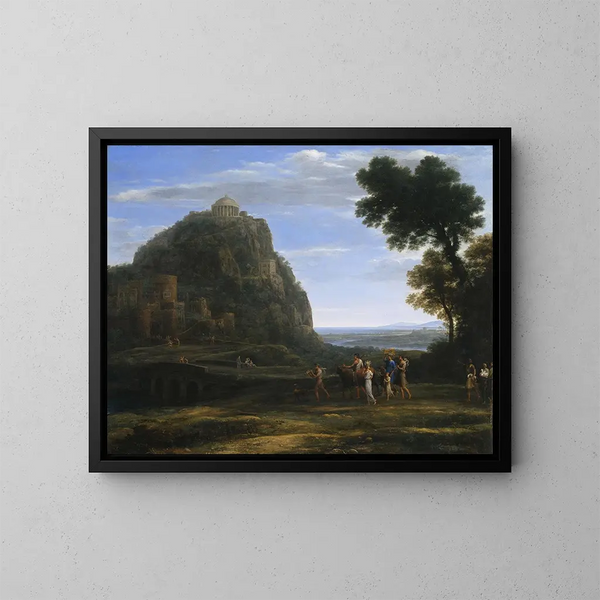 Vue de Delphes avec une procession - Claude Lorrain — ingelijst kunstwerk aan de muur