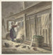 Corner of a stable with a girl hanging a fabric - Christina Chalon — artwork view