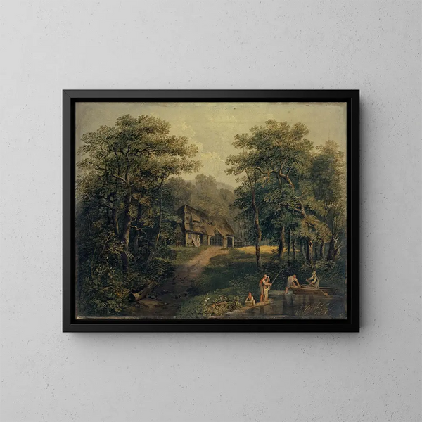 Ferme aan de waterkant - Conrad Gessner — ingelijst kunstwerk aan de muur