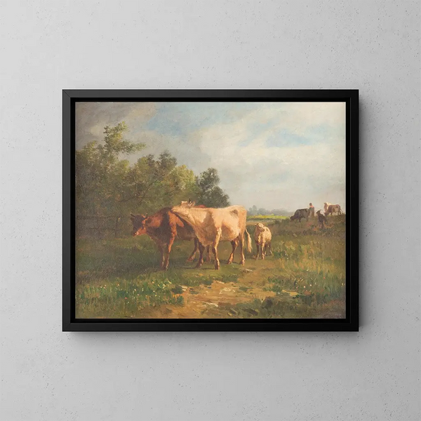 Bétail dans le pré - Constant Troyon — ingelijst kunstwerk aan de muur