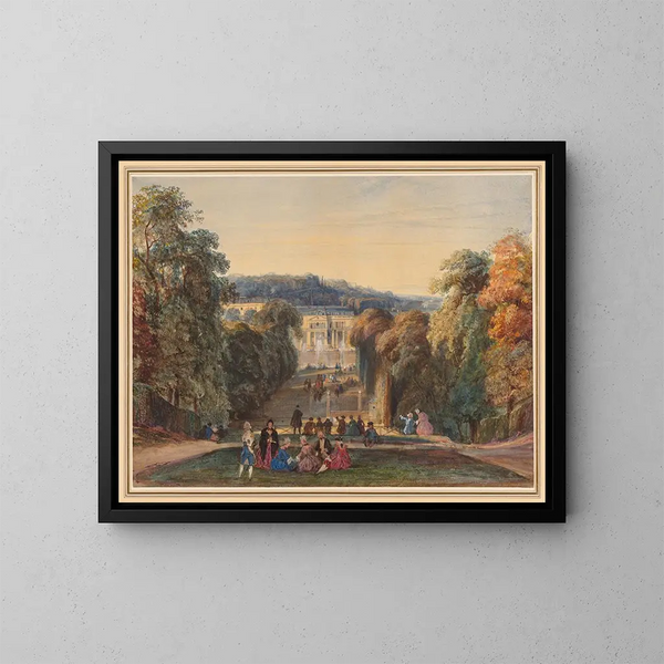 in het park van Saint-Cloud - Constant Troyon — ingelijst kunstwerk aan de muur