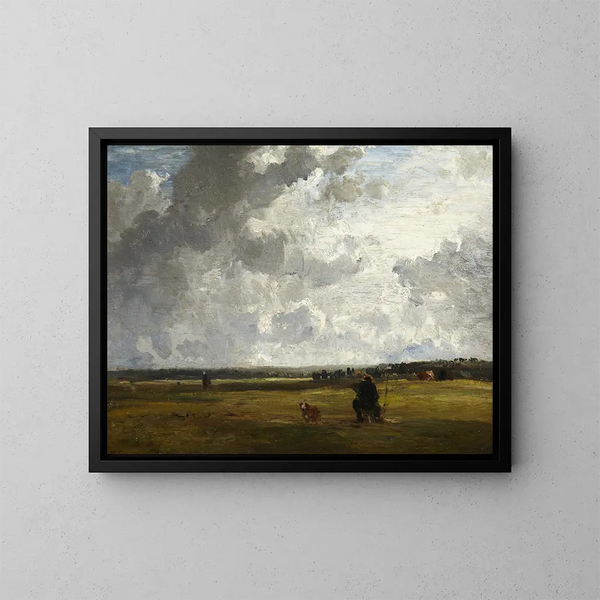 Landschap met een schilder aan het ezel - Constant Troyon — ingelijst kunstwerk aan de muur