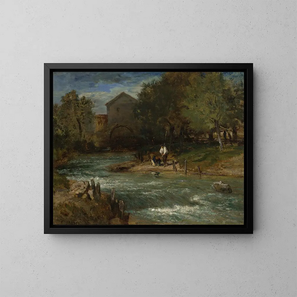 Ruisseau avec des pêcheurs - Constant Troyon — ingelijst kunstwerk aan de muur