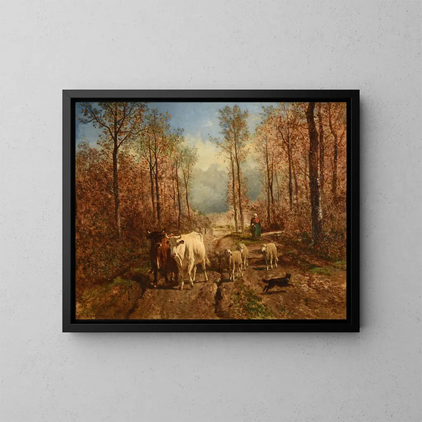 Herfst van de kudde - Constant Troyon — ingelijst kunstwerk aan de muur