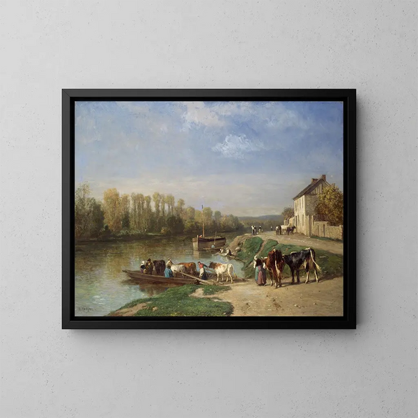 De overtocht met de veerboot - Constant Troyon — ingelijst kunstwerk aan de muur