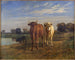 Twee koeien in een landschap - Constant Troyon — weergave van het kunstwerk