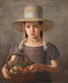 Een meisje met fruit in een mand - Constantin Hansen — weergave van het kunstwerk