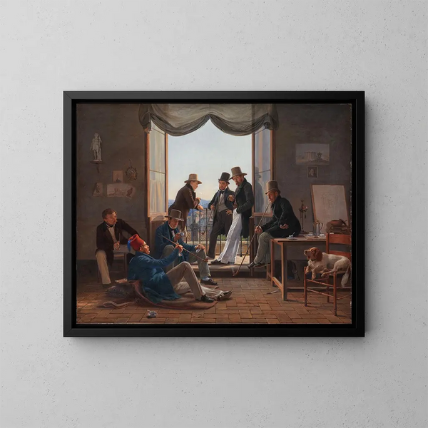 Een groep Deense kunstenaars in Rome - Constantin Hansen — ingelijst kunstwerk aan de muur