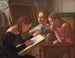 Drie jonge meisjes, de zusters kunstenaars Alvilde, Ida en Henriette - Constantin Hansen — weergave van het kunstwerk