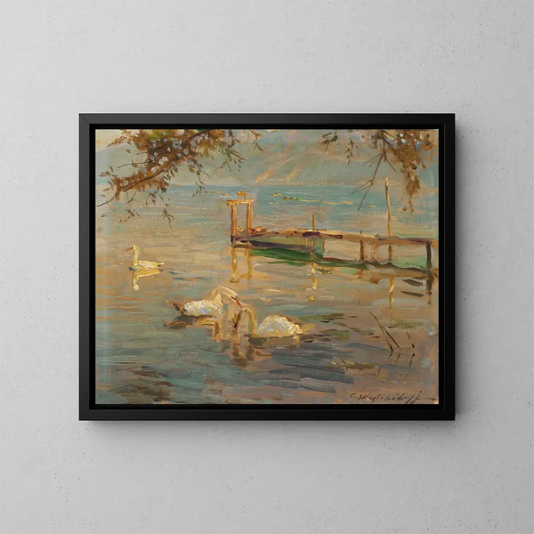 Landschap - Constantin Westchiloff — ingelijst kunstwerk aan de muur