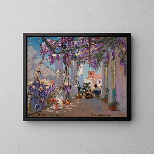 veranda in Capri - Constantin Westchiloff — ingelijst kunstwerk aan de muur
