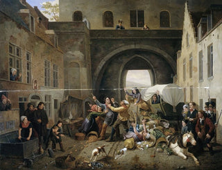 Constantinus Fidelio Coene - A Collision at the Porte de Hal Brussels.webp