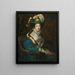 Portret van een vrouw in een blauwe fluwelen jas met hermelijnen rand - Continentale School — ingelijst kunstwerk aan de muur