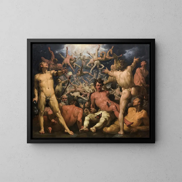 De Val van de Titanen - Cornelis Cornelisz van Haarlem — ingelijst kunstwerk aan de muur