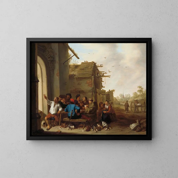 Figuren voor een dorpsherberg - Cornelis Saftleven — ingelijst kunstwerk aan de muur