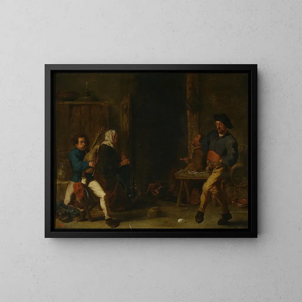scène in een kroeg - Cornelis Saftleven — ingelijst kunstwerk aan de muur