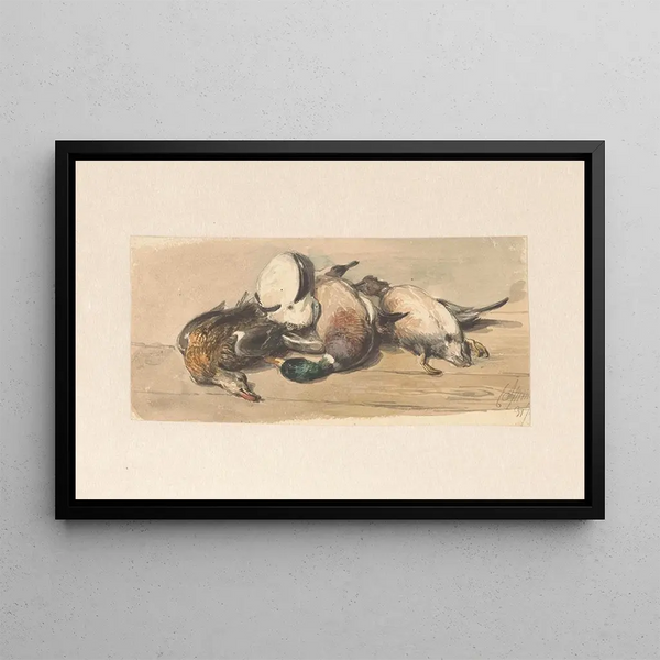 Cornelis Springer - Stilleven met vier eenden.webp