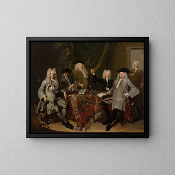 De inspecteurs van het Collegium Medicum - Cornelis Troost — ingelijst kunstwerk aan de muur