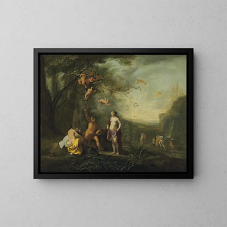 Cornelis Van Poelenburch - Bacchus Venus and Ceres under a grapevine in a pastoral landscape with putti nymphs and satyrs.webp