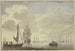 Marine schilderij, rechts een roeiboot met vijf figuren - Cornelis de Grient — weergave van het kunstwerk
