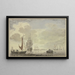 Marine schilderij, rechts een roeiboot met vijf figuren - Cornelis de Grient — ingelijst kunstwerk aan de muur