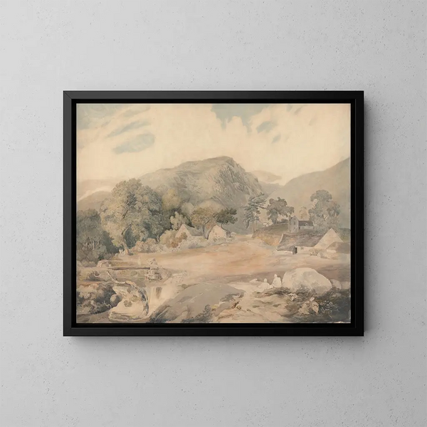 uitzicht bij TalyLlyn - Cornelius Varley — ingelijst kunstwerk aan de muur