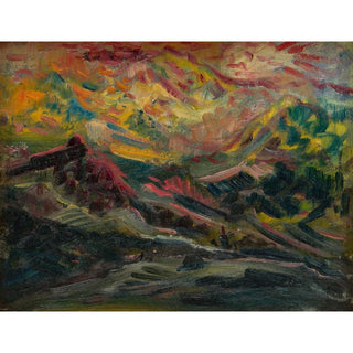 Coucher de soleil dans les montagnes - Arnold Peter Weisz-Kubincan | Reproduction Tableau Décoration murale affiche copie