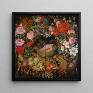Couronne de fleurs et de fruits avec un centre après Rubens - Ottmar Elliger