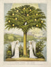 L'Arbre de vie aan elke zijde van de rivier was de levensboom die twaalf soorten vruchten droeg - Currier Ives — weergave van het kunstwerk