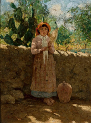 Curt Agthe - Vincenziana girl with a distaff against a wall.webp