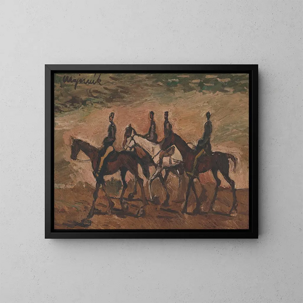 Paardengeleide patrouille - Cyprian Majernik — ingelijst kunstwerk aan de muur