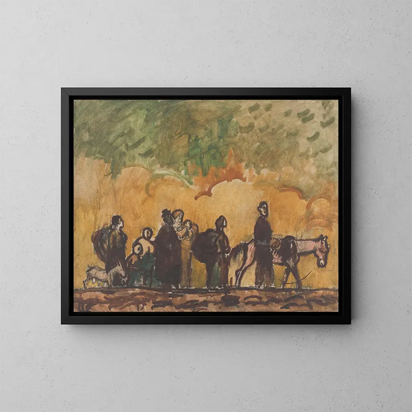 Vluchtelingen - Cyprian Majernik — ingelijst kunstwerk aan de muur
