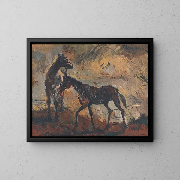 rennende paarden - Cyprian Majernik — ingelijst kunstwerk aan de muur