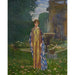 Reproductie van het schilderij Dame dans le jardin à la fontaine - Printemps - Leon Kamir-Kaufmann