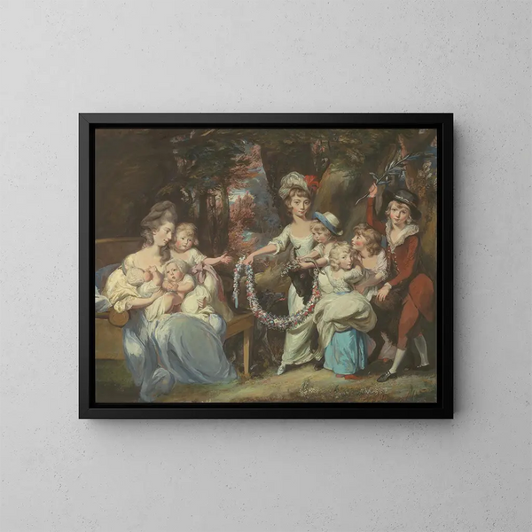 Madame Justinian Casamajor en acht van haar kinderen - Daniel Gardner — ingelijst kunstwerk aan de muur