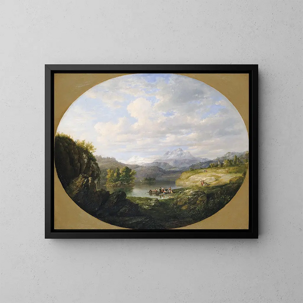 Een Zwitsers meer - Daniel Huntington — ingelijst kunstwerk aan de muur
