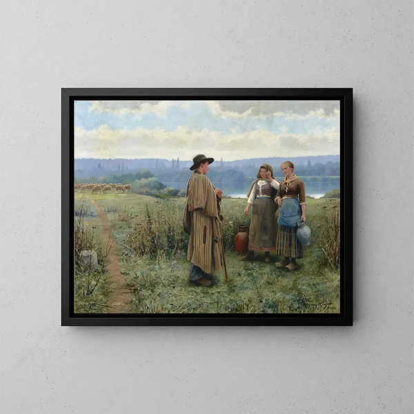 Een moment van verveling - Daniel Ridgway Knight — ingelijst kunstwerk aan de muur
