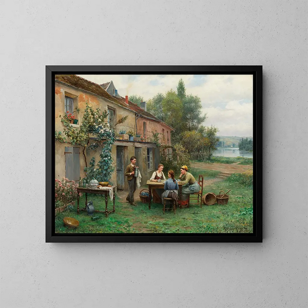 Café in de tuin - Daniel Ridgway Knight — ingelijst kunstwerk aan de muur