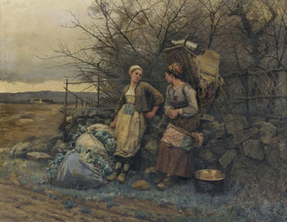 Jonge meisjes in afwachting - Daniel Ridgway Knight — weergave van het kunstwerk