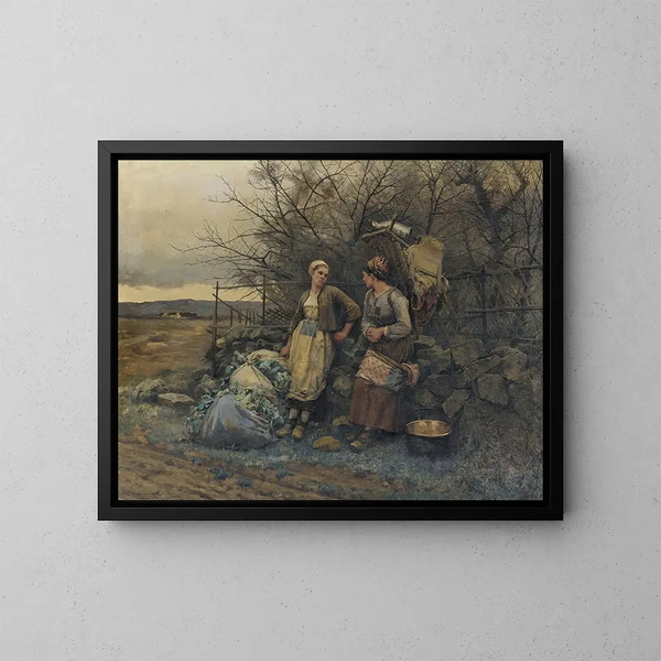 Jonge meisjes in afwachting - Daniel Ridgway Knight — ingelijst kunstwerk aan de muur