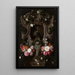 Bust of Constantijn Huygens surrounded by a garland of flowers - Daniel Seghers — framed artwork on a wall