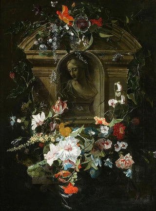 Daniel Seghers - Bust of a woman in a circle of flowers.webp