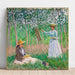 In de bossen van Giverny: Blanche Hoschede aan haar ezel met Suzanne Hoschede die leest - Claude Monet